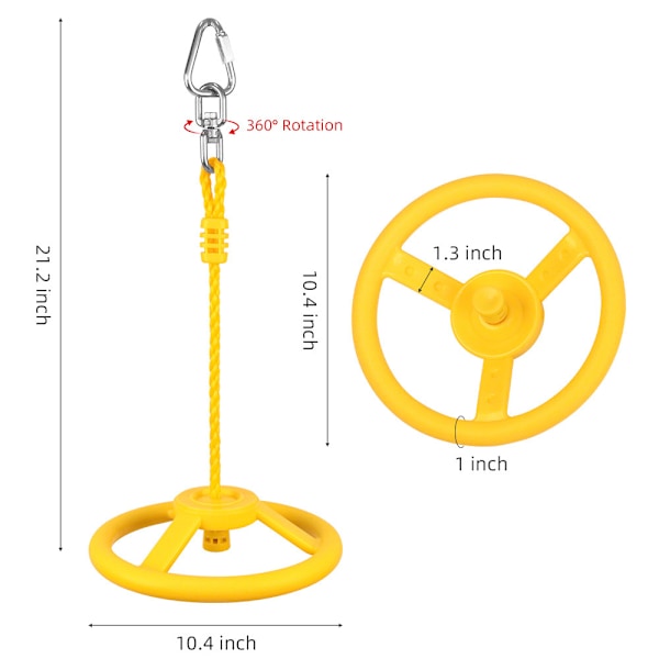 Ninja Hjul Hinderbana för Barn Vuxna 360 Graders Roterande Led Djungelgym Apgunga Utomhus Inomhus Lekplats - gul yellow