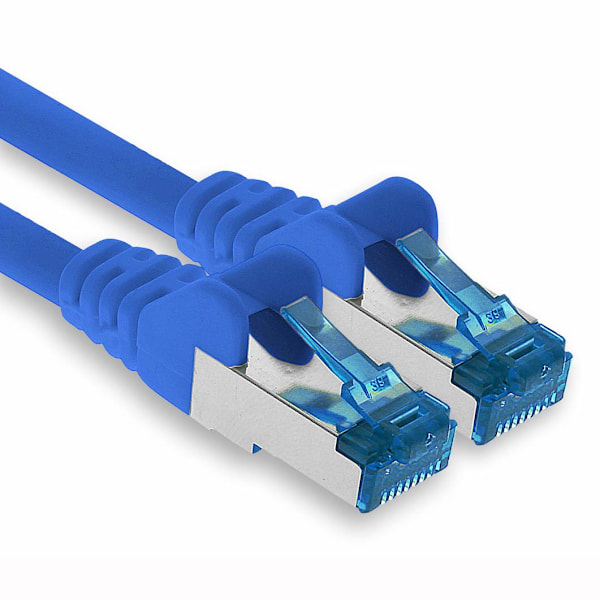1 x 2m Ethernet, Nätverk, LAN-kabel CAT6a (för Gigabit-nätverk, routrar, switchar, modem med RJ45-ingång - blå) 2M