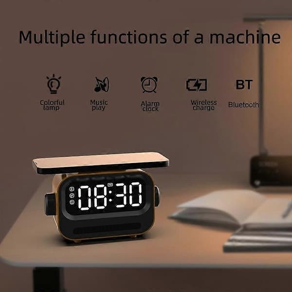 Digital Display Clock Speaker Magnetisk Trådløs Oplader