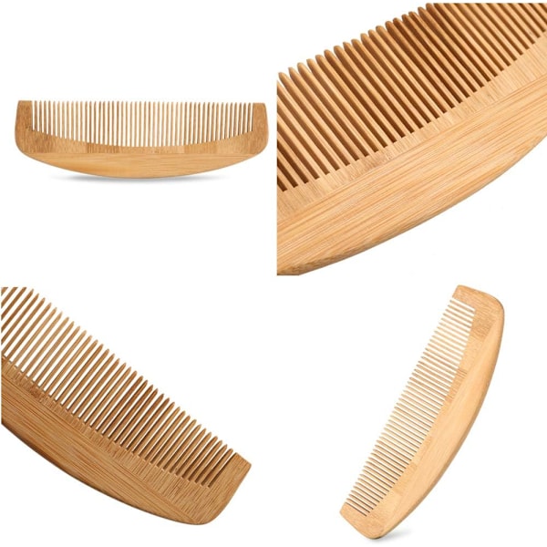 Hårkam Trä, Salong Hårfrisering Kam Böjd Kam Fin Tandkam Set Skäggvårdsborste Unisex 2 Delar Ljusbrun