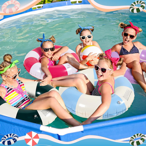 Uppblåsbar Badring för Vuxna, Badring Pool Float, Retro Randig PVC Uppblåsbar Badring Pool Float, för Strandsemestrar och Poolpartyn