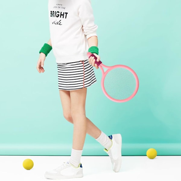 Tennisracketset för barn, med 2 badmintonbollar och 2 tennisbollar, för barn inomhus- och utomhussporter, Rosa pink