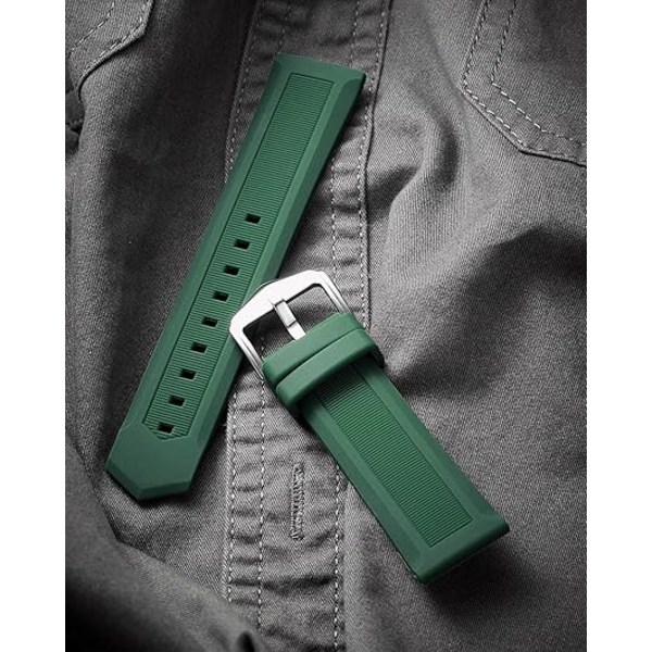 Silikon Klockarmband 12mm-28mm Ersättningsarmband i Gummi Vattentäta Sportarmband för Dam Herr. 22mm grön green