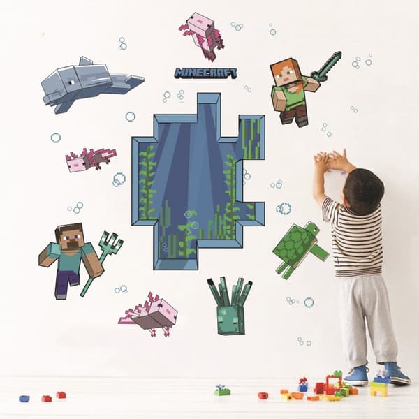 (1 kpl) 79*30cm Creeper-seinätarra, Minecraft pakenee