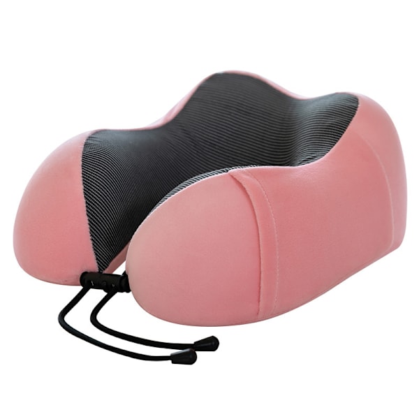 Rese Nackkudde, Memory Foam Mjuk Bekväm Stödjande Nackkudde för Flygresor, U-formad Kudde för Sömn med Förvaringsväska, Rosa Pink