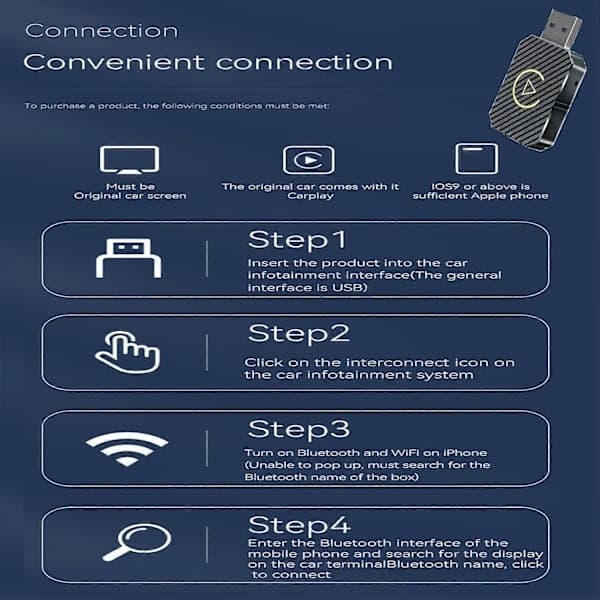 2 i 1 Trådlös CarPlay-adapter Android Auto Trådlös adapter Smart Mini Box USB-adapter Plug and Play WiFi Snabbanslutning Model 3