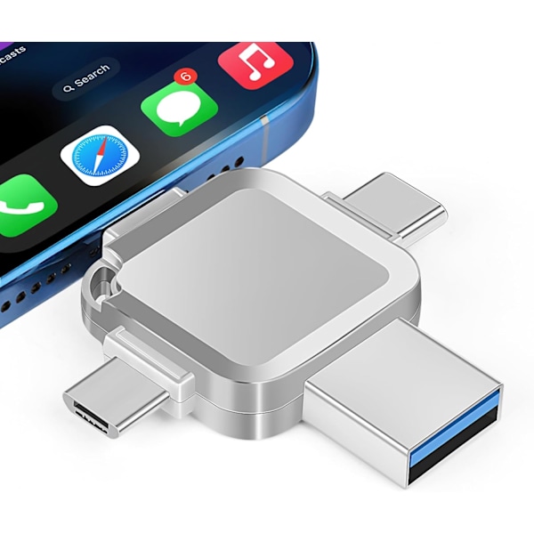 4-i-1 USB-minne med Lightning+Micro USB+Type-C+USB-minne (256 GB) 256 GB
