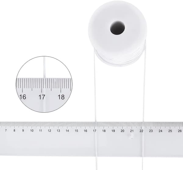 Vit nylonbelagd elastisk tråd - Rulle på 50 meter, 0,6 mm Vit white