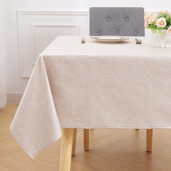 Rektangulär Duk Lätt Att Torka Ren 140x200 cm, Torkbar Vattentät Linneduk, för Kök Inomhus Utomhus, Beige Beige