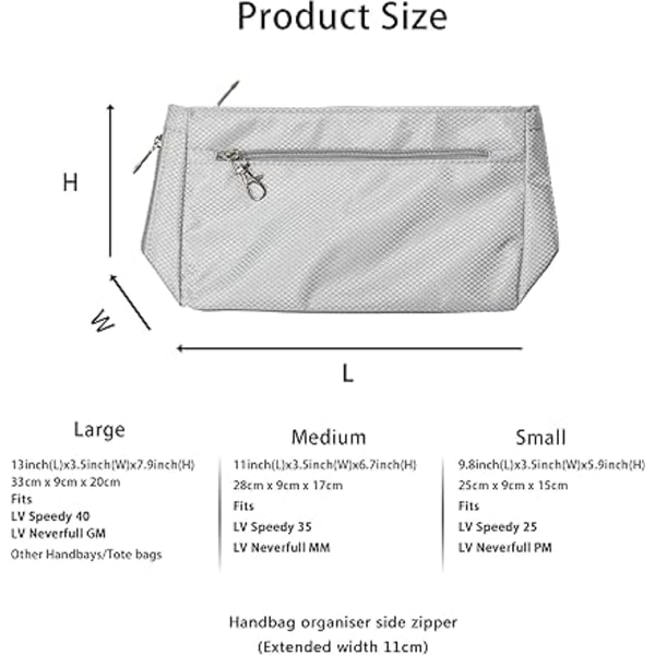 Expanderbar Handväska Organizer i Nylon Väska i Väska Tote Organizer Väska（M , grå） gray