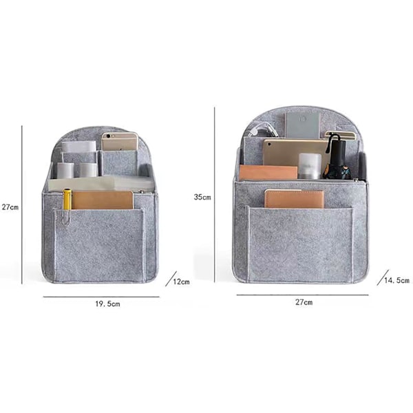 Filt Ryggsäcksorganiserare Mini Ryggsäcksinsats Liten Väskavdelare för Ryggsäck Handväska Lätt Nylon Axelväska.S brun brown