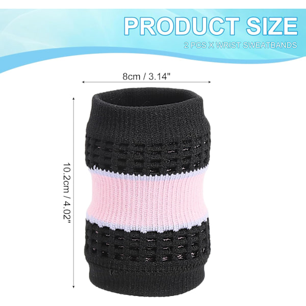 1 par sportarmband, svettabsorberande och ventilerande, mjuka och bekväma, svettabsorberande armband lämpliga för sport. Rosa och svart