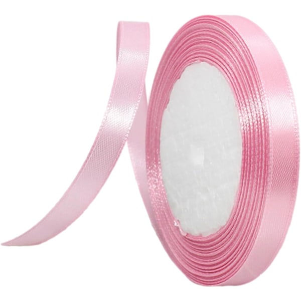 Band 10mm för presentinslagning 22M, Satinband 10mm Tjockt tygband för pyssel, Polyesterband Juldekoration, Bröllopsbilsdekor. Rosa pink