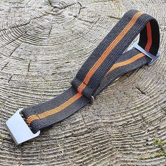 Elastisk Nylon Navy Diver Fallskjermstropp 22mm Militærstropp Black Orange