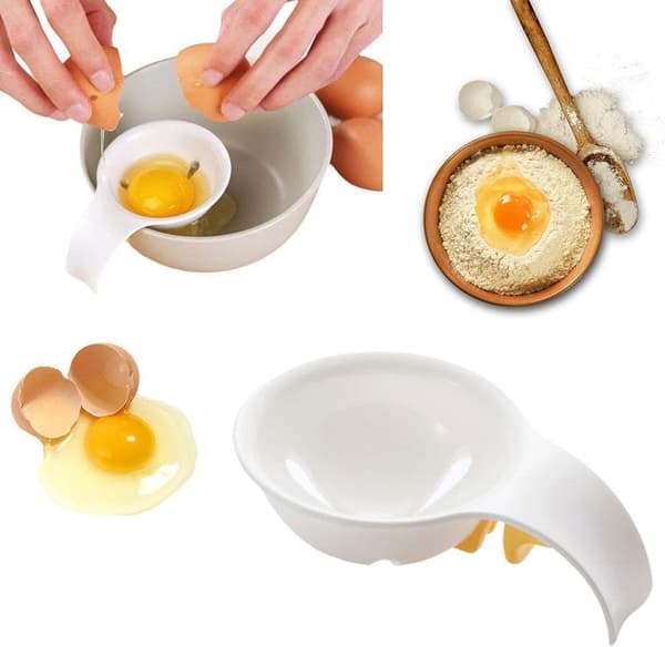 Vit Ägguleseparator, Äggseparator för Råa Ägg, Äggseparator i Plast Äggula Vit Filter