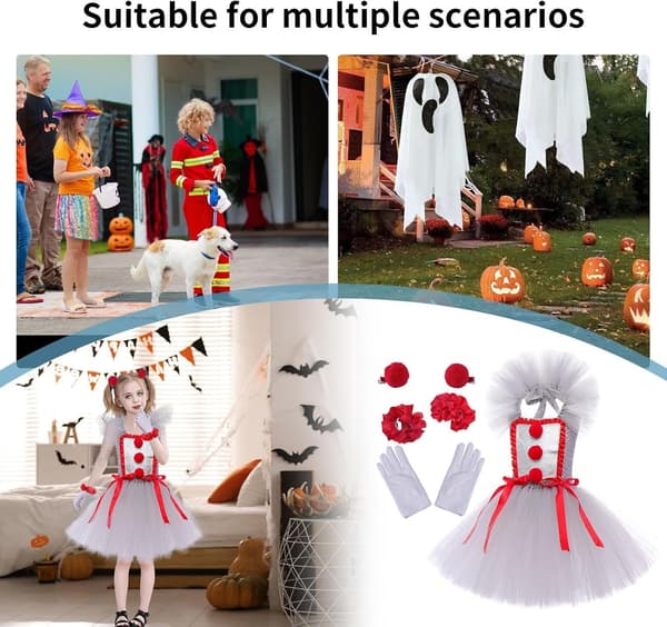 Pennywise läskig clown-maskeraddräkt, klänning för flickor, storlek Large - L L