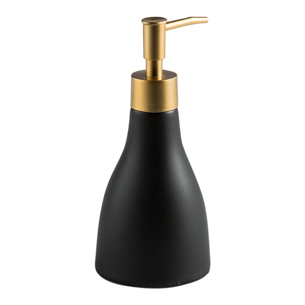Konisk Håndsæbedispenser til køkken, keramisk opvaskemiddeldispenserflaske til brusebad, guld og sort sæbedispenser til badeværelse, 280 ml/9,5 oz. (Sort)