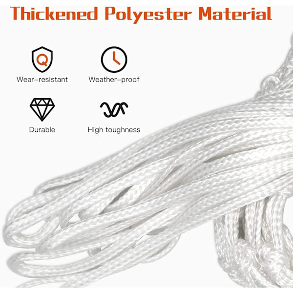 2-pack Kraftigt Basketnät, Ersättning Passar, Standard 12 Öglor Basketkorgnät för Inomhus Utomhus Träningsutrustning (Vit) Polyester pure white