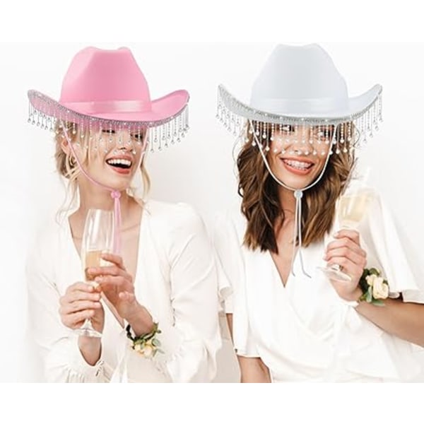 Cowboyhatt Halloweenkostym Cowgirlhatt för Kvinnor Män Vuxen Western Cow Girl Hatt med Hjärta Glasögon Utklädnad Födelsedag Halloween Cow Girl Hatt .vit White