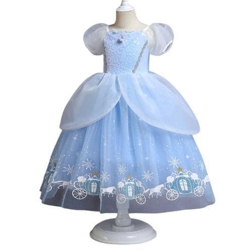 Blå prinsessklänning barn maskeradkostym blå - 128 Blå 128