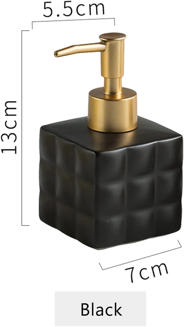 Guld Sæbedispenser Relief Sort Sæbedispenser Badeværelse Rubiks Terning Håndsæbedispenser til Køkken, 220ML. (Sort)