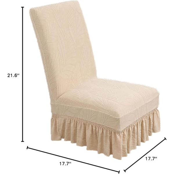 Stolöverdrag med kjol, set om 4 - Elastiskt Jacquard Stolöverdrag, Förtjockat Stretch Stolskydd -E Yellow