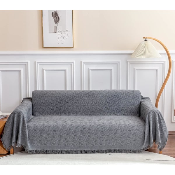 Sektionssofföverdrag, Sofföverdrag för 3-sits soffa, Geometriskt Jacquardtyg Sofföverdrag (X-Large, 180x300 cm, Mörkgrå)