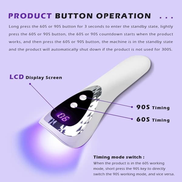 Handhållen LED UV Nagellampa, Vit