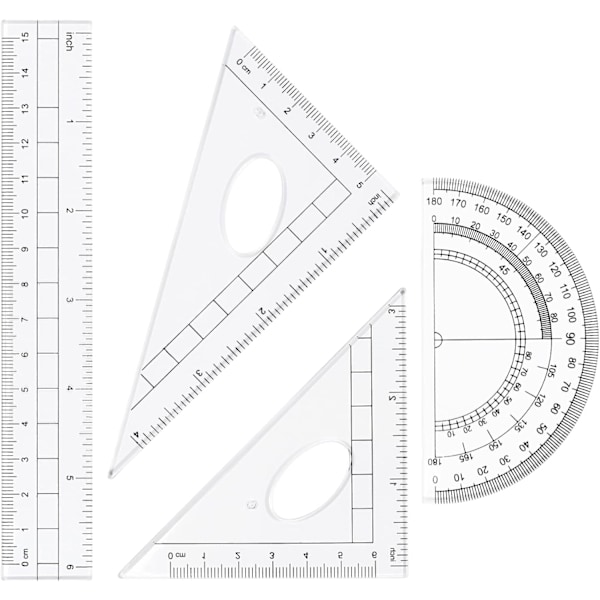 Matematik Geometri Set 10 Delars Elevmaterial med Splittersäker Förvaringslåda, Grön Green