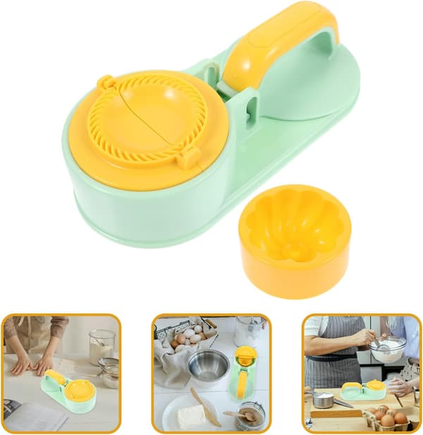 1 Sæt Bollemaskine Dumpling Press Form 2 I 1 Dumpling Maker Lysegrøn Light Green