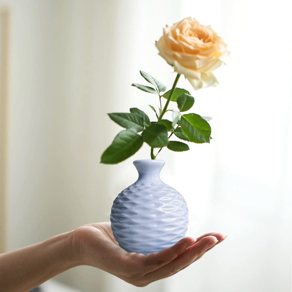 Blomsterarrangemang Ikebana Knoppvas Hydroponisk Macaron Färgglad Keramisk Dekorativ Vas (Blå) Blue