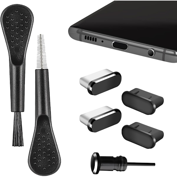 USB C Dammskydd, 4st USB C Portskydd Laddningsport Rengörare med Rengöringskit för iPhone 15 16 Serien, Samsung Galaxy