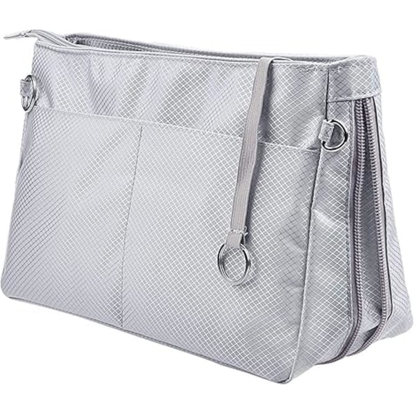 Expanderbar Handväska Organizer i Nylon Väska i Väska Tote Organizer Väska（M , grå） gray