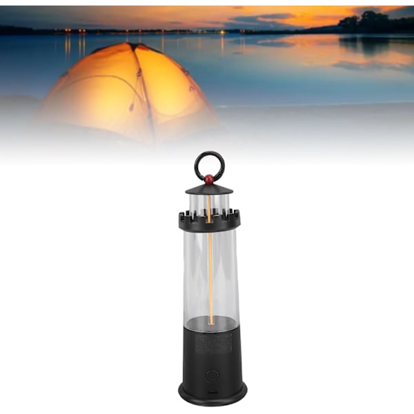 Campinglykta, Uppladdningsbar Pannlampa Campinglampa med Magnetisk Bas, USB-Laddning Tältlampa, 3 Belysningslägen, Landskapsdekoration Trädgård, Svart black