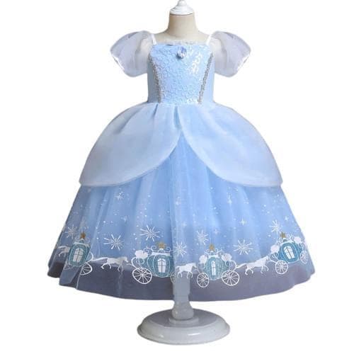 Blå prinsessklänning barn maskeradkostym blå - 128 Blå 128