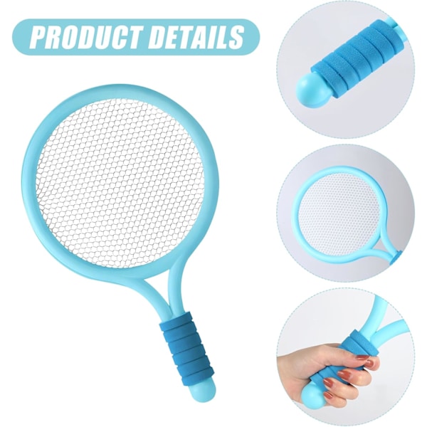 Tennisracketset för barn, med 2 badmintonbollar och 2 tennisbollar, för barn inomhus och utomhus sportspel, Blå Blue