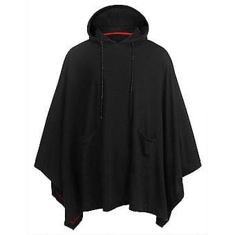 Mænds Unisex Afslappet Hætteponcho Kappe Kappe Modejakke Hættetrøje Pullover Med Lomme (S Sort)