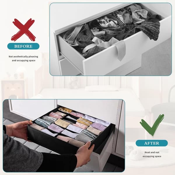 Undertøjsorganizer, 8 dele skuffeorganizer foldbar skabsorganizer opbevaringsboks