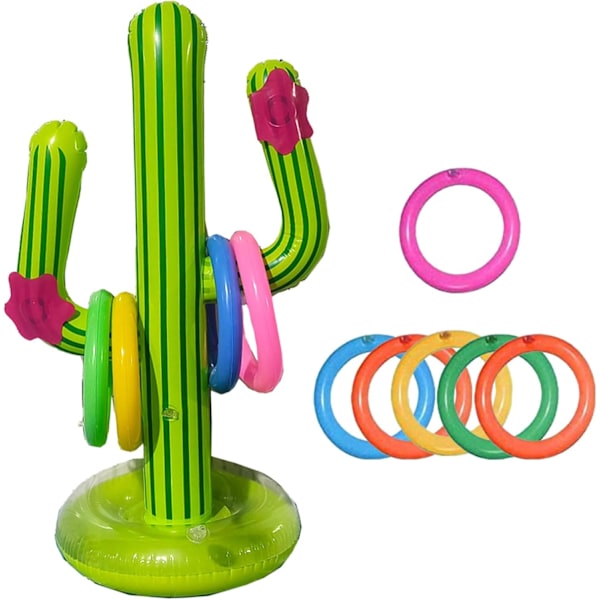 St Inflatable Cactus Spelset med, Inflatable Cactus Ringkast Spel, Pool Float Cactus Ring Leksak, Inflatable Pool Leksaker, Utomhus Pool Spel Hawaii Party