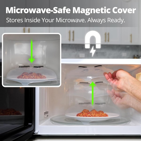 Magnetiskt Mikrovågslock för Mat | Transparent Mikrovågsskydd | Svart 2-pack