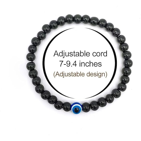 Onda ögat armband naturlig stretch justerbar 6mm pärlarmband för män - A03 svart agat black agate