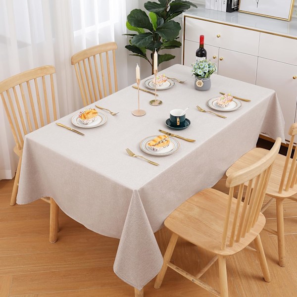 Rektangulär Duk Lätt Att Torka Ren 140x200 cm, Torkbar Vattentät Linneduk, för Kök Inomhus Utomhus, Beige Beige