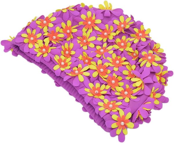 Badehette Blomstrete Petal Retro Stil Badehetter for Kvinner purple