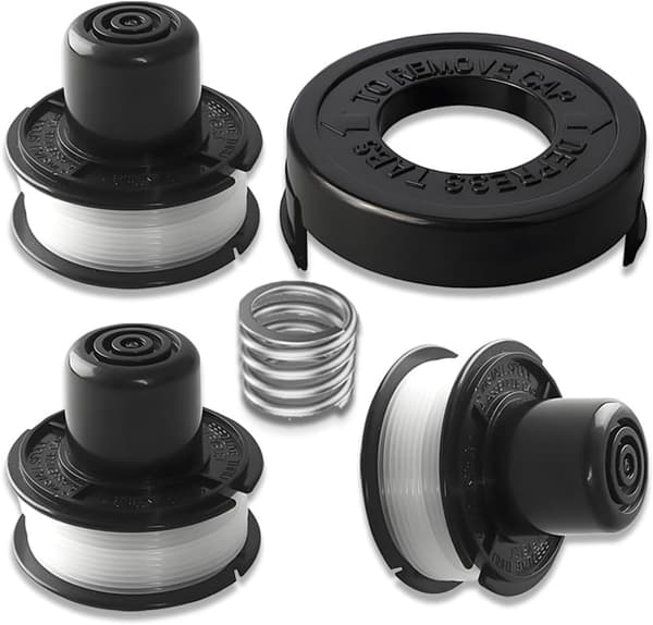 Erstatningsspoler for Black & Decker - Spoler for gresstrimmere (3 spoler + 1 hette + 1 sett med fjærer)