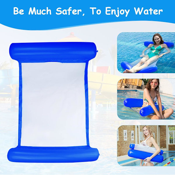 Multifunktionell Flytande Vattenhängmatta, 4-i-1 Uppblåsbar Pool Float Relaxstol Multifunktionell Vikbar Portabel Ultralätt (Safirblå) dark blue