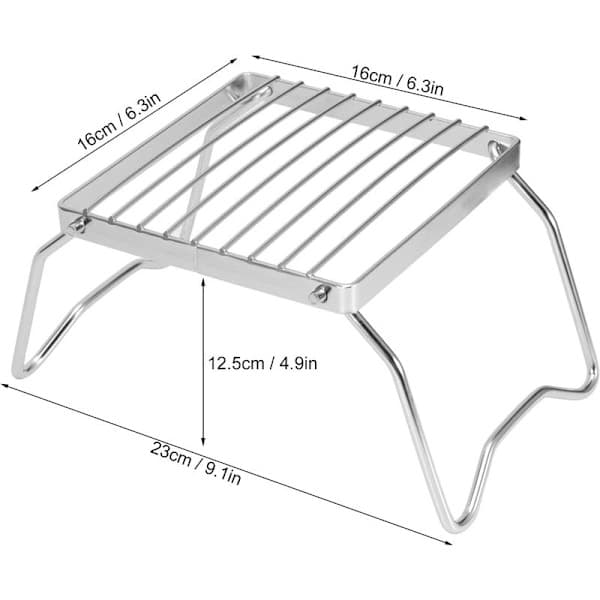 Bærbart BBQ-grillstativ i rustfrit stål, foldbart mini-bålstativ til camping, picnic, backpacking med opbevaringstaske