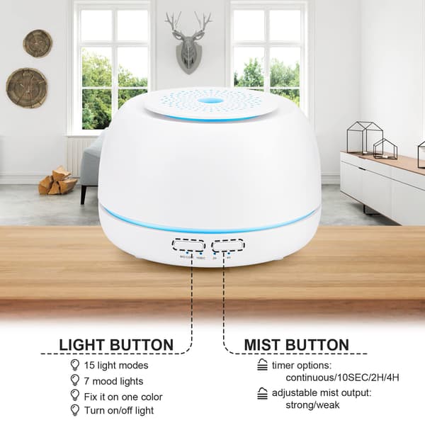 300ML Eterisk Olje Diffuser, Aroma Diffuser Luftfukter, Elektrisk Duftforstøver med Fargelys og USB C Kabel for hjem, soverom White