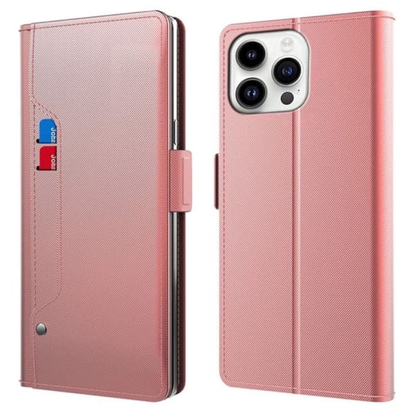 Stilfuldt iPhone 15 Pro Max cover med makeupspejl - Pink Pink pink