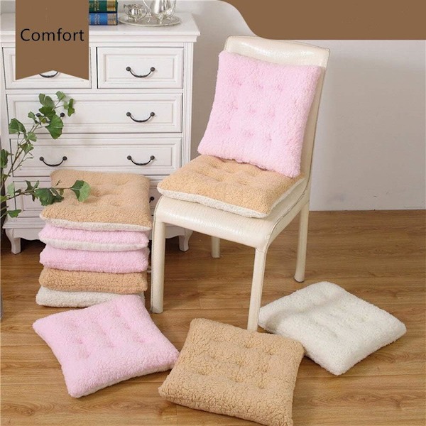 Bekväm Sittdyna Mjuka Stolskuddar Varma Stolskuddar 40x40x10 cm Kamel Lamull Fluffig Set om 2-Rosa Vit Pink White