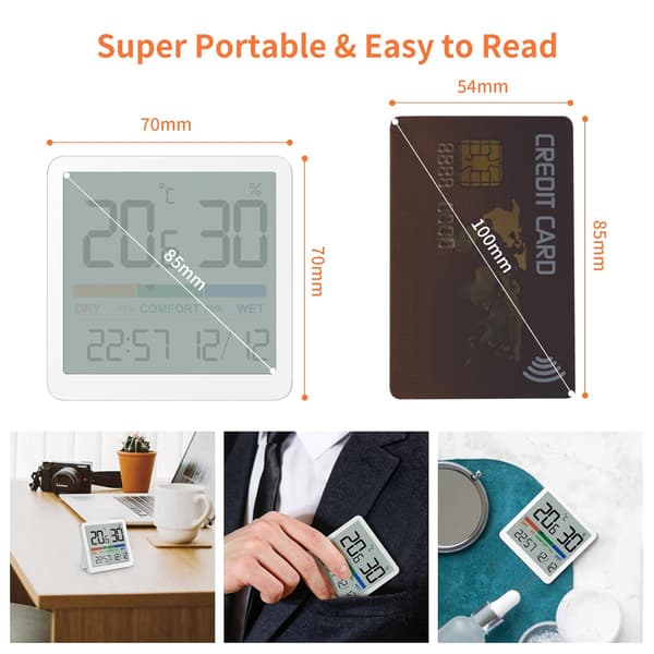 Innendørs Termometer Hygrometer Lite Digitalt Temperatur Hygrometer Innendørs Termometer Sensor Luftmonitor, 2 Pakning